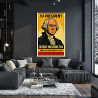 George Washington 1st President of the United States Inked Comic Style Poster