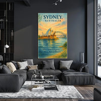 Sydney's Iconic Landmarks Vintage Travel Poster