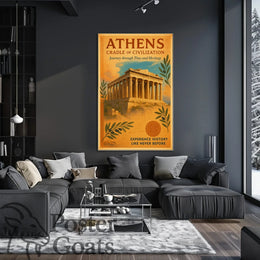 Athens Parthenon Vintage Travel Poster