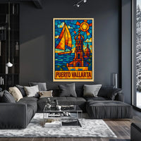 Puerto Vallarta Stained Glass Art Poster