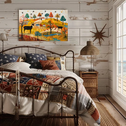 Idyllic Autumn Countryside Scene with Deer Poster