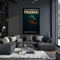 Fierce Piranha Vintage Illustration Animal Poster