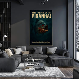 Fierce Piranha Vintage Illustration Animal Poster