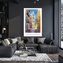 Vibrant Dominican Republic Street Scene Urban or Cityscape Poster PosterGoat