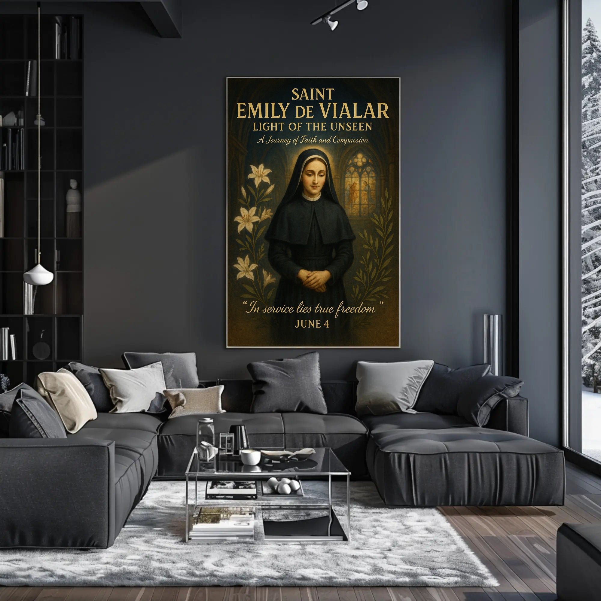 Saint Emily de Vialar Vintage Religious Artwork Poster
