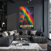 Allentown Clock Tower Vibrant Modern Art Urban Cityscape Rainbow Gradient Poster