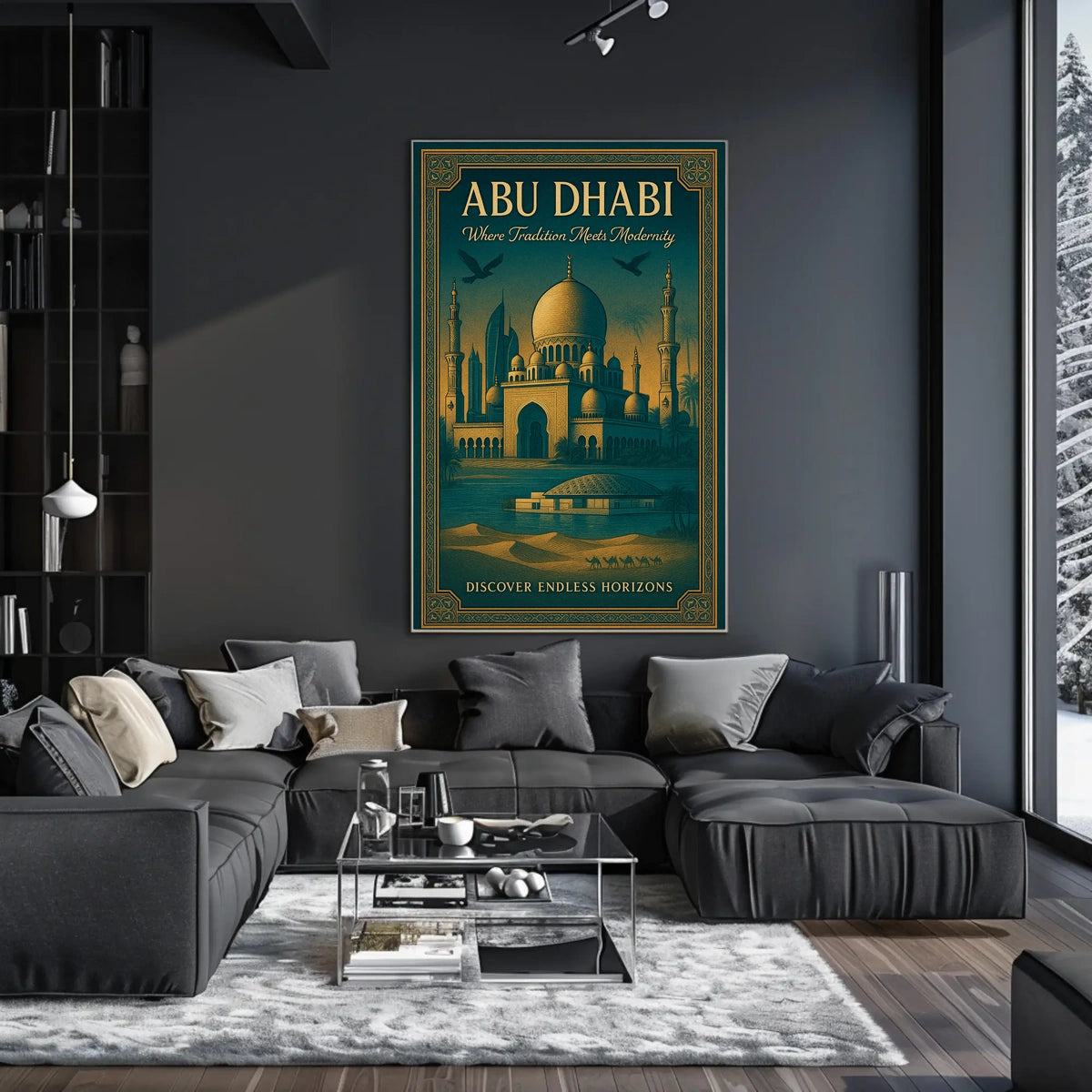 Abu Dhabi Oasis Where Tradition Meets Modernity Travel Poster