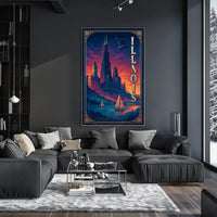 Illinois Vintage Cityscape with Whimsical Charm Urban or Cityscape Poster