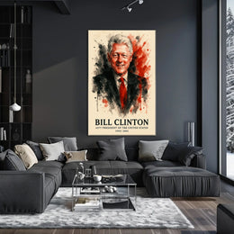 Bill Clinton Watercolor Portrait: Historical or Presidential Poster