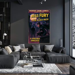 Miss Fury Vintage Comic Nighttime Adventure Pop Culture Poster