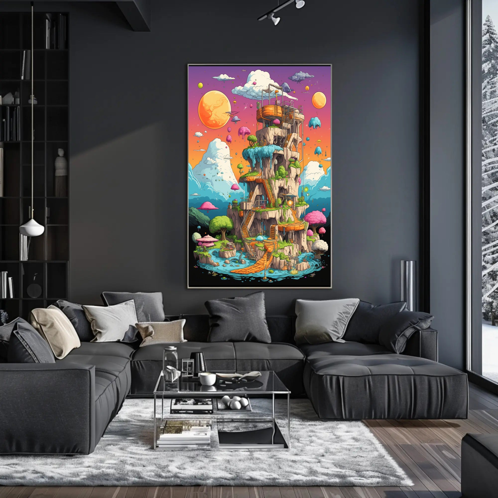Whimsical Tower in Dreamland Futuristic Sci-Fi Poster