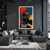 Frill-Neck Lizard Wildlife Art Poster
