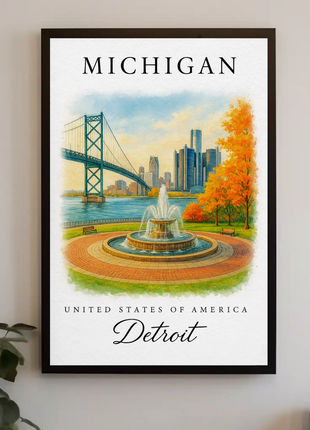 Michigan, Detroit Signature Series Vintage Travel Poster