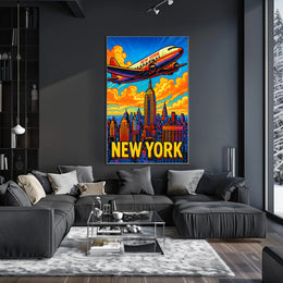 New York City Skyline Retro Poster PosterGoat