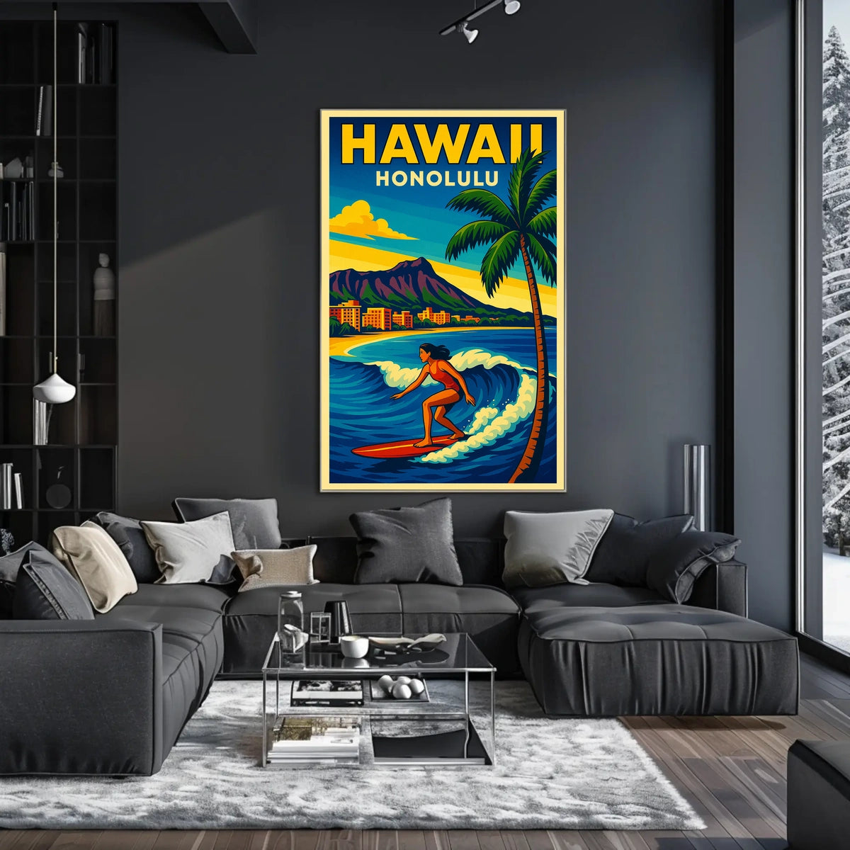 Surfing In Honolulu Poster
