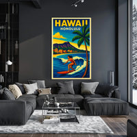 Surfing In Honolulu Poster