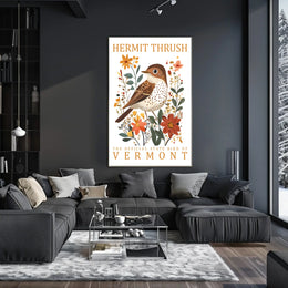 Vermont Hermit Thrush Nature Art Poster Print