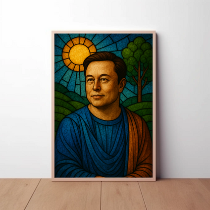 Elon Musk Modern Icon Stained Glass Poster