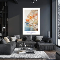 Positano Dreamscape: Serene Watercolor Travel Poster PosterGoat