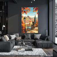 Autumn Cityscape Vintage Travel Poster Art Print