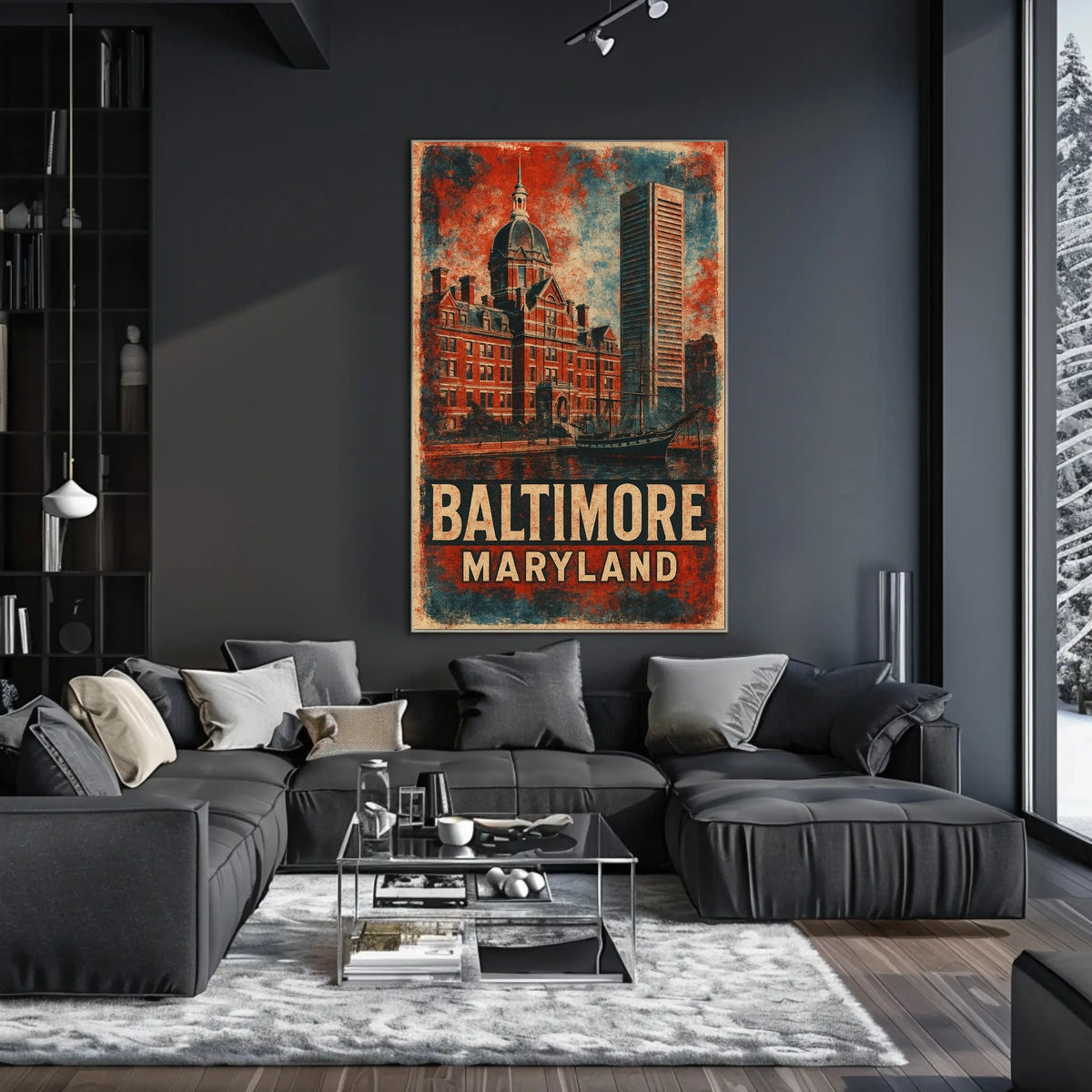 Baltimore Cityscape Vintage Wanderlust Poster