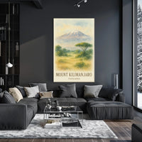 Kilimanjaro Watercolor Vintage Travel Explorer Poster