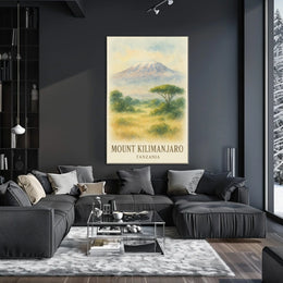 Kilimanjaro Watercolor Vintage Travel Explorer Poster