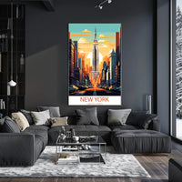Empire State Building Retro New York Cityscape Urban Poster