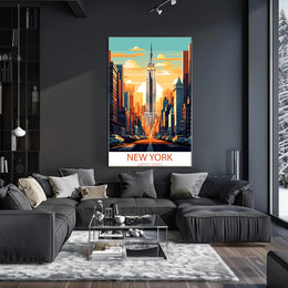 Empire State Building New York Poster Retro Wall Art