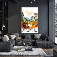 Yosemite Watercolor Wall Art Poster