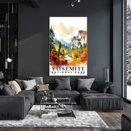 Yosemite Watercolor Wall Art Poster