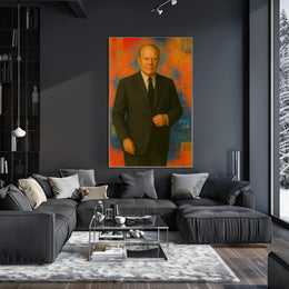 Vibrant Abstract Geometric Man in Suit Artistic Poster