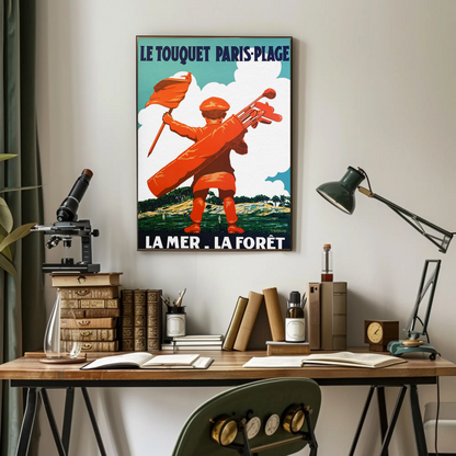 Le Touquet Paris Plage Golf Scene Vintage Travel Poster