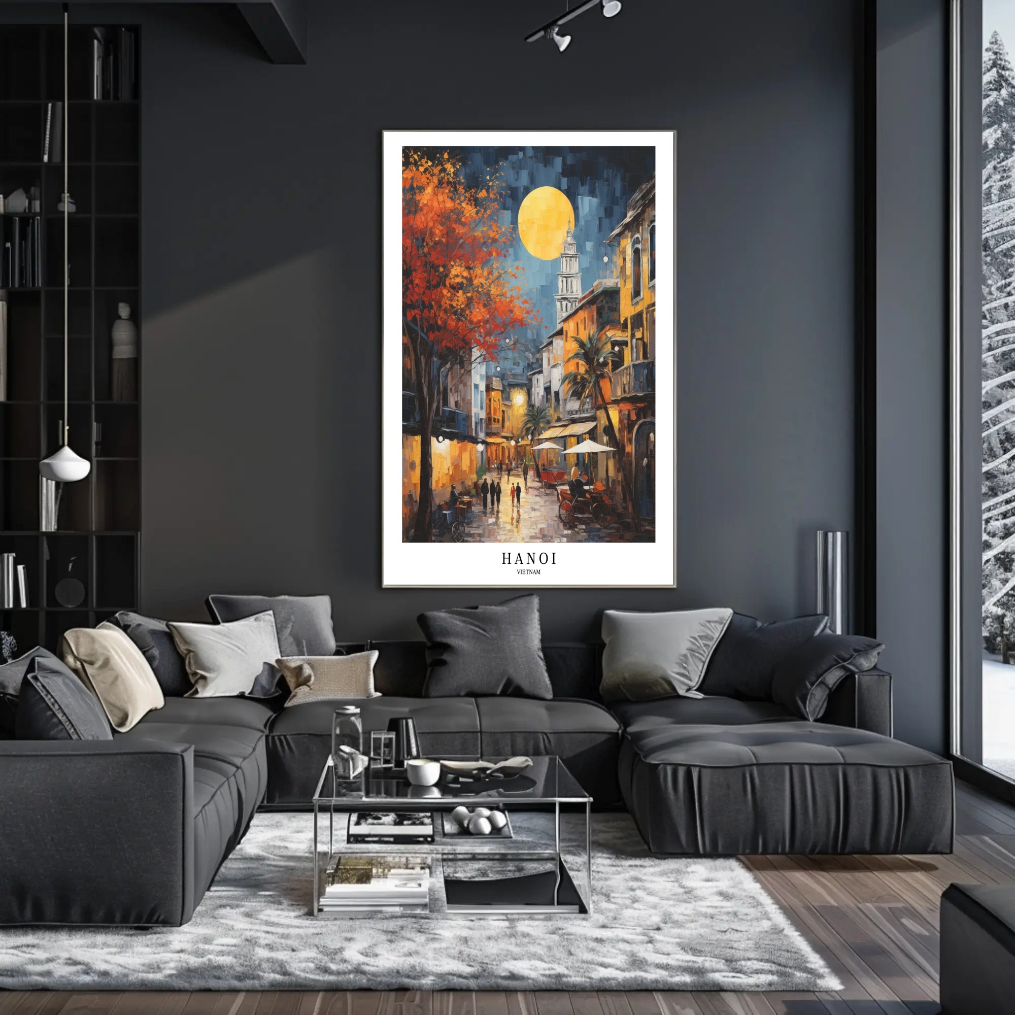 Vibrant Hanoi Evening Urban Cityscape Poster PosterGoat