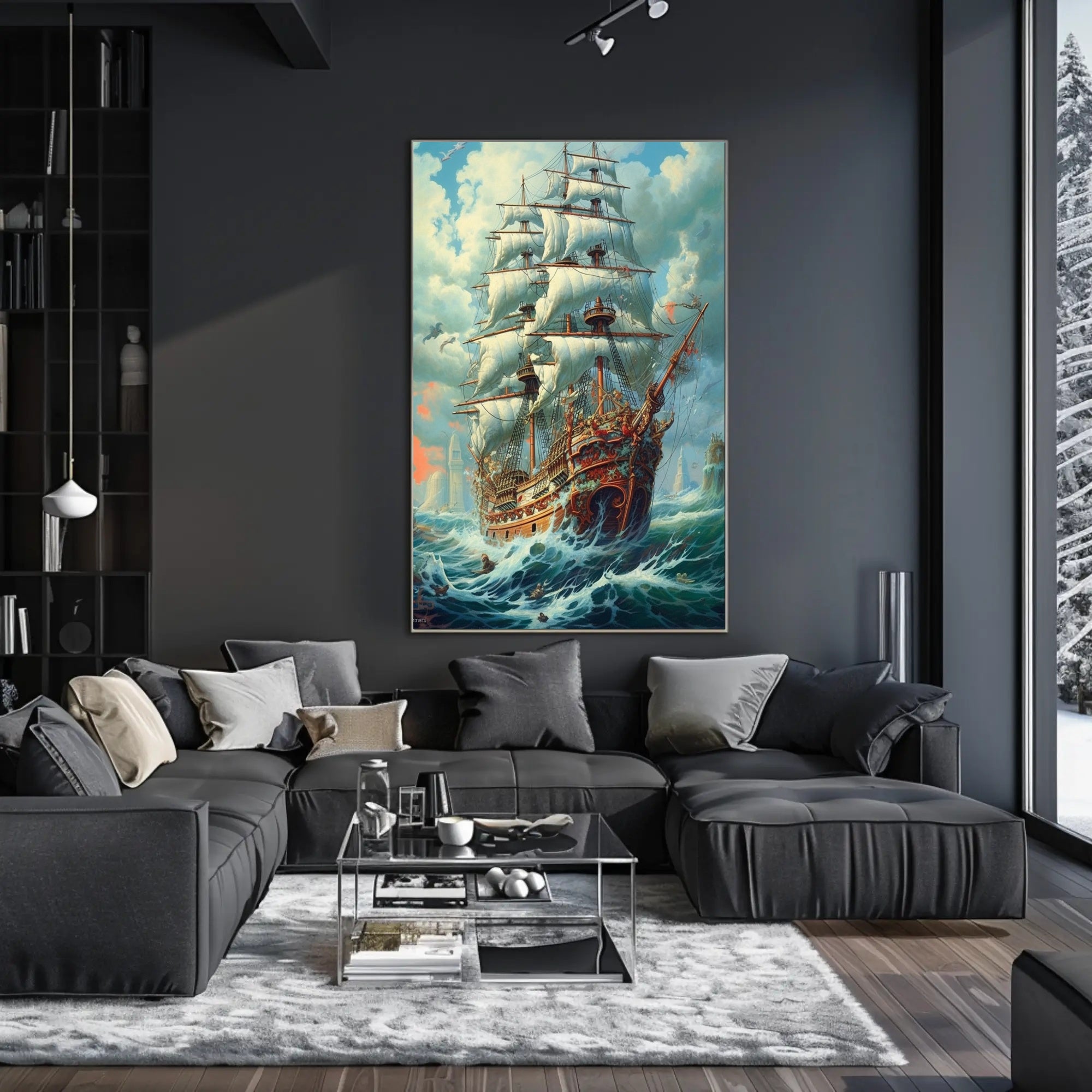 Majestic Sailing Ship At Sea Poster