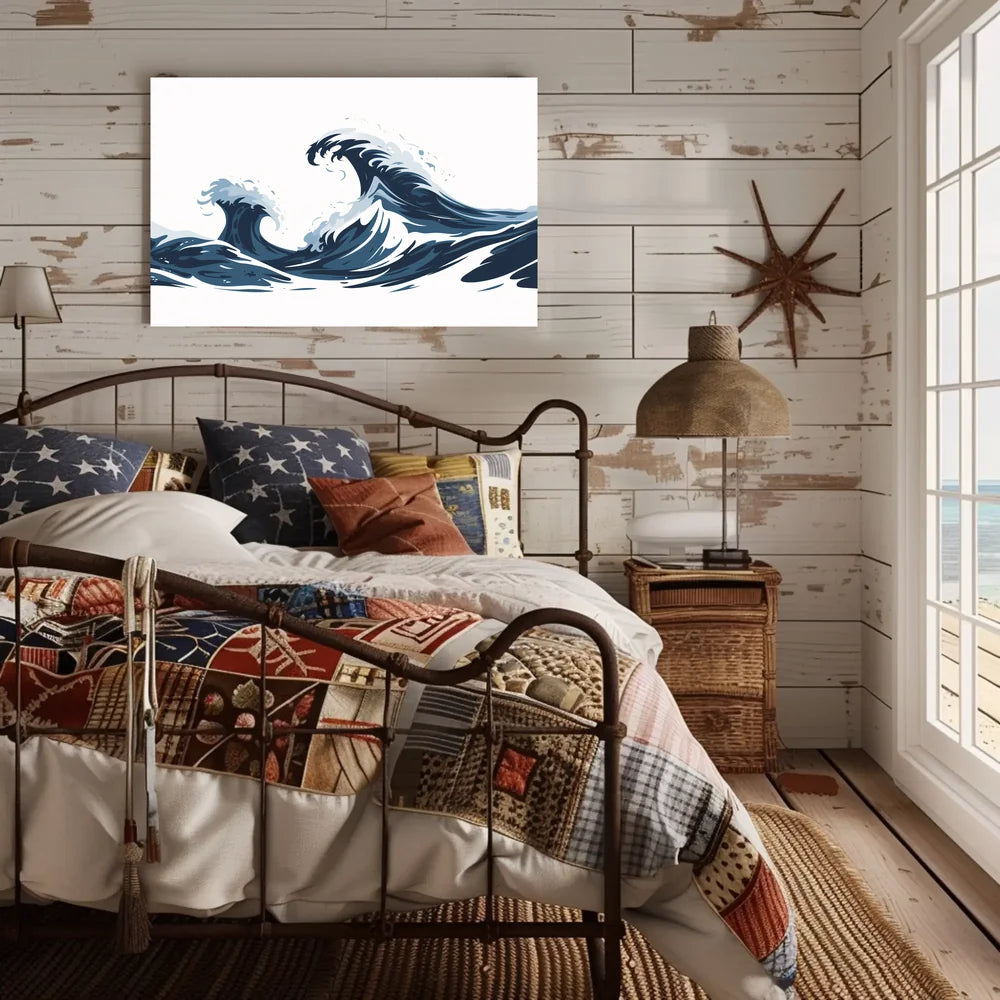 Ocean Waves Art Poster: Modern Meets Vintage
