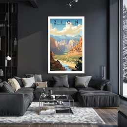 Zion National Park Vintage Travel Poster Print