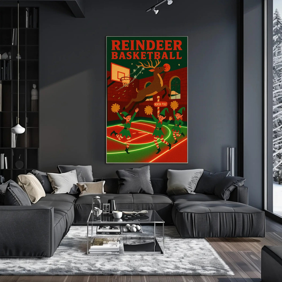 Reindeer Basketball Poster