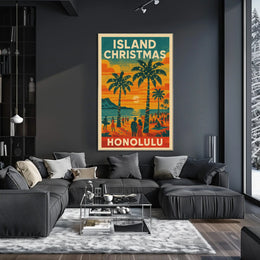 Island Christmas in Honolulu Poster