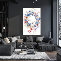 Vibrant Wreath Made Of Wildflowers Wall Decor Poster