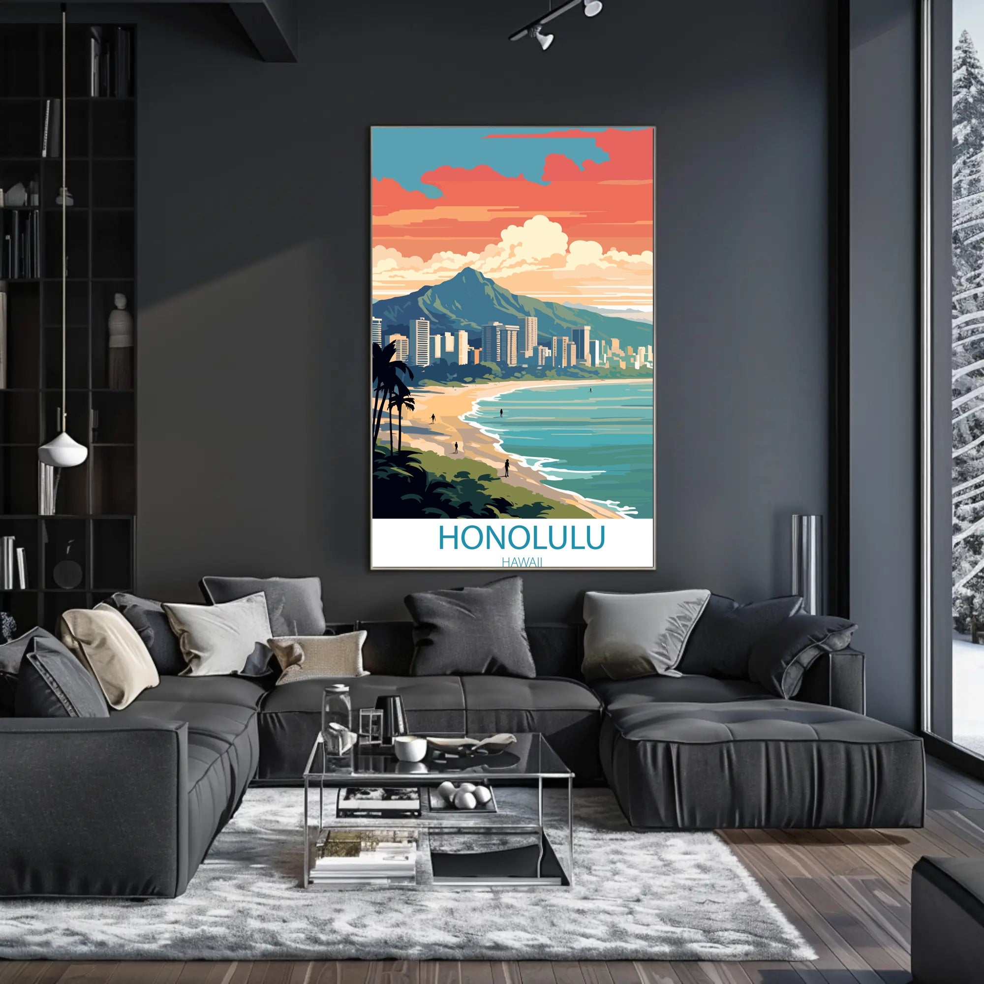 Honolulu Coastal Cityscape Art: Urban or Cityscape Poster
