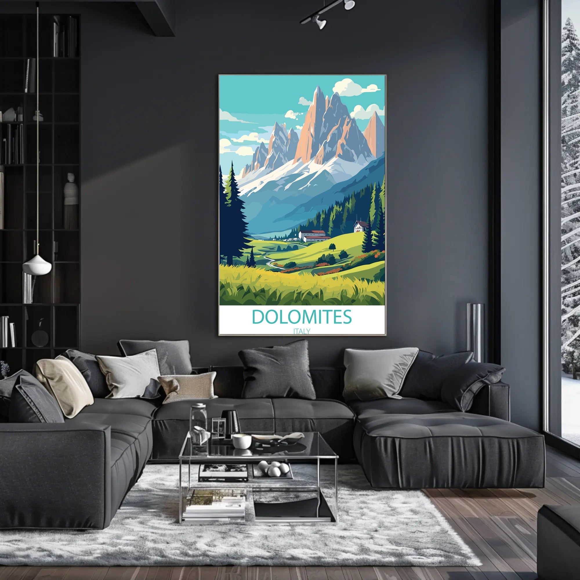 Dolomite Peaks Italy: Vintage Travel Art Poster