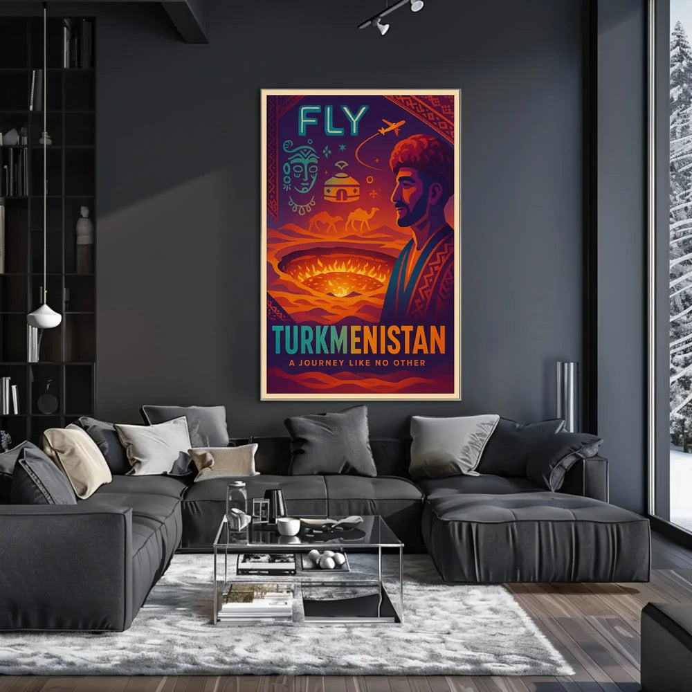 Turkmenistan Vintage Travel Poster with Cultural Elements PosterGoat