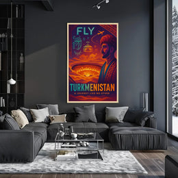 Turkmenistan Vintage Travel Poster with Cultural Elements PosterGoat