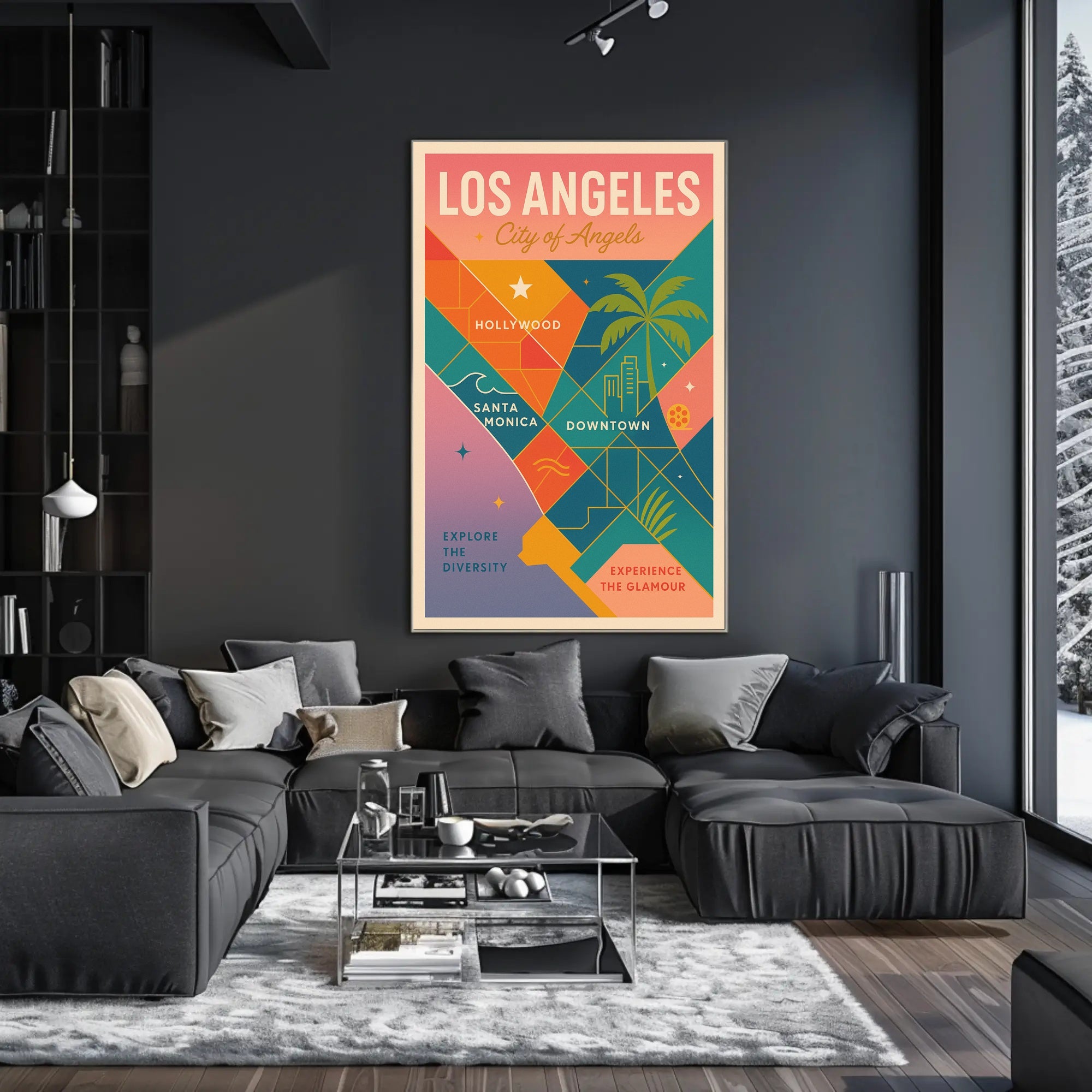 Vibrant Los Angeles Map Retro-Modern Travel Poster PosterGoat