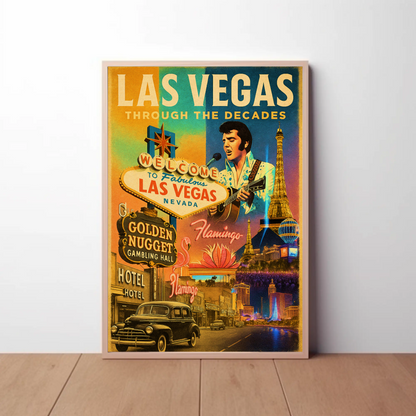 Las Vegas Nevada Vintage Glamour Neon Lights Travel Poster