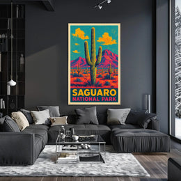 Saguaro National Park Vintage Desert Landscape Poster
