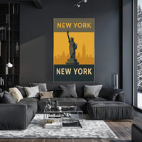 New York City Skyline Icon Poster Vintage Wall Art