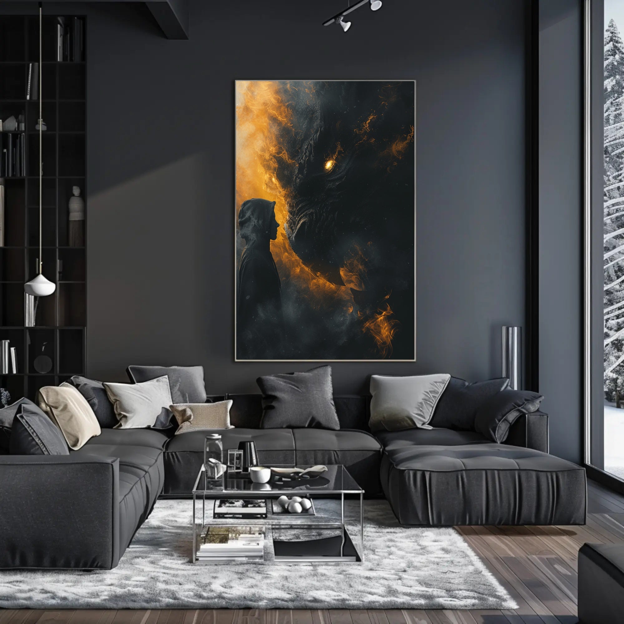 Dragon Confrontation Fantasy Art Poster Print PosterGoat