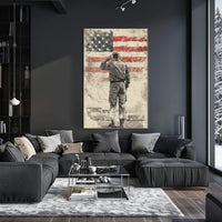 Honoring American Veteran Saluting Flag Scene Poster